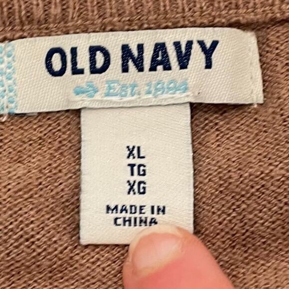 Old Navy Basic/Classic Cotton Blend Camel/Neutral/Tan Crew Neck Cardigan, XL - Picture 7 of 13